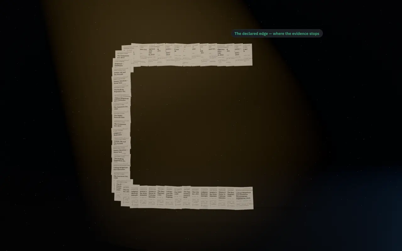 Detailed document pages arranged into a single C-shaped Curator mark.